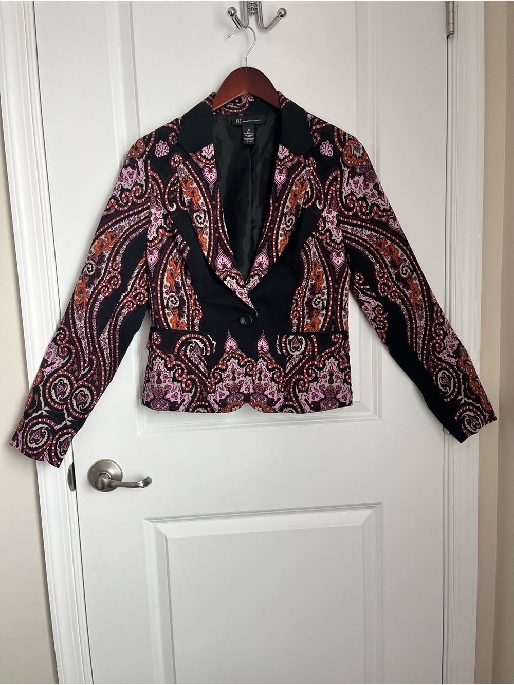 INC International Concepts Paisley Print Ponte Blazer Tailored Multicolor Size S